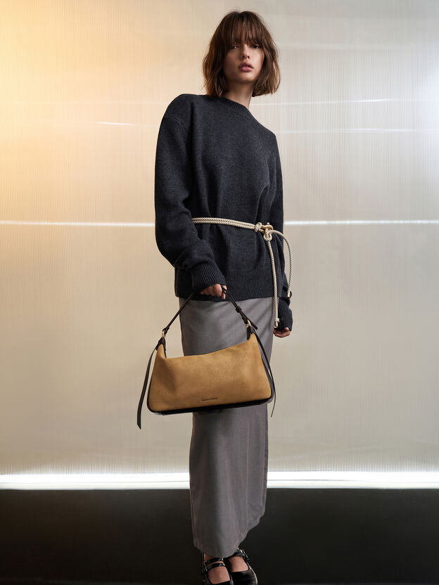 Calla Faux Suede Shoulder Bag, Sahara Sand, hi-res