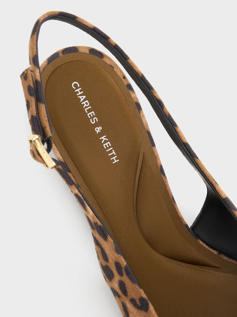 Emelia Leopard-Print Slingback Flats, Animal Print Natural, hi-res