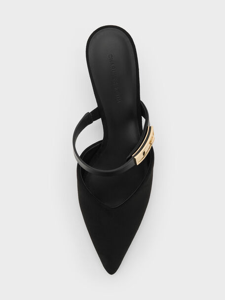 Lando Faux Suede Heeled Mules, Black2, hi-res