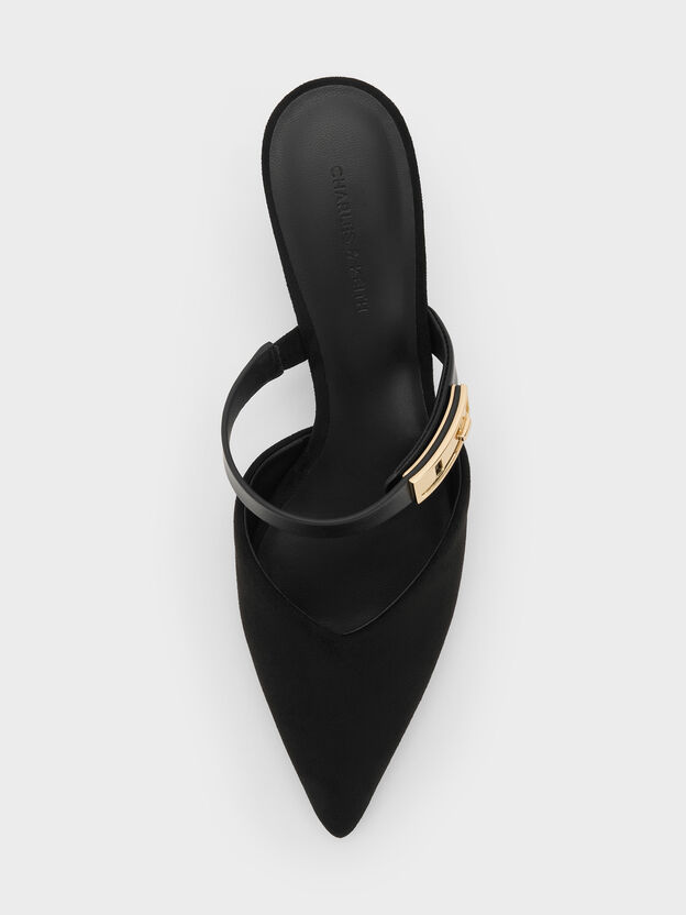 Lando Faux Suede Heeled Mules, Black2, hi-res