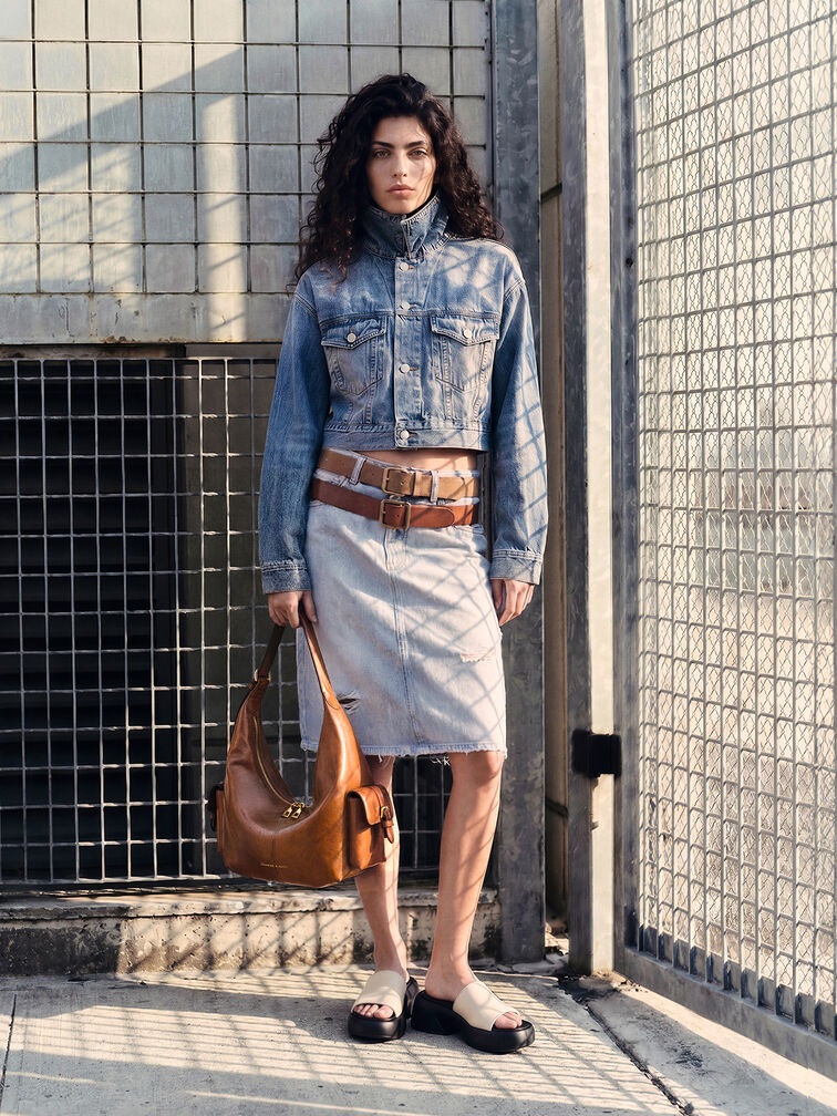 Large Bessie Side-Pocket Hobo Bag, Distressed Tan, hi-res