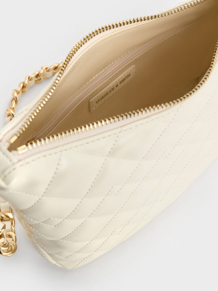 Duo Quilted Slouchy Hobo Bag, Cream, hi-res