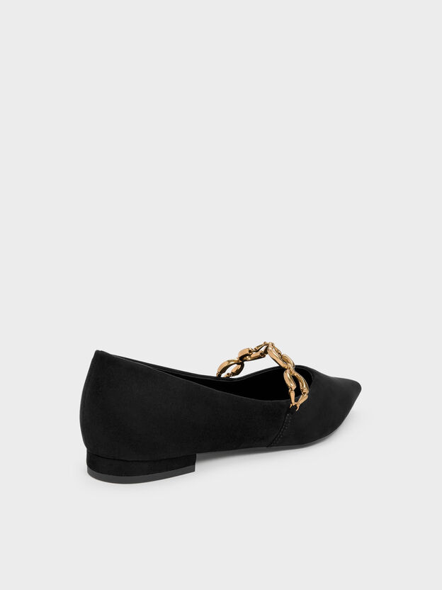 Faux Suede Metallic-Accent Ballet Flats, Black Textured, hi-res