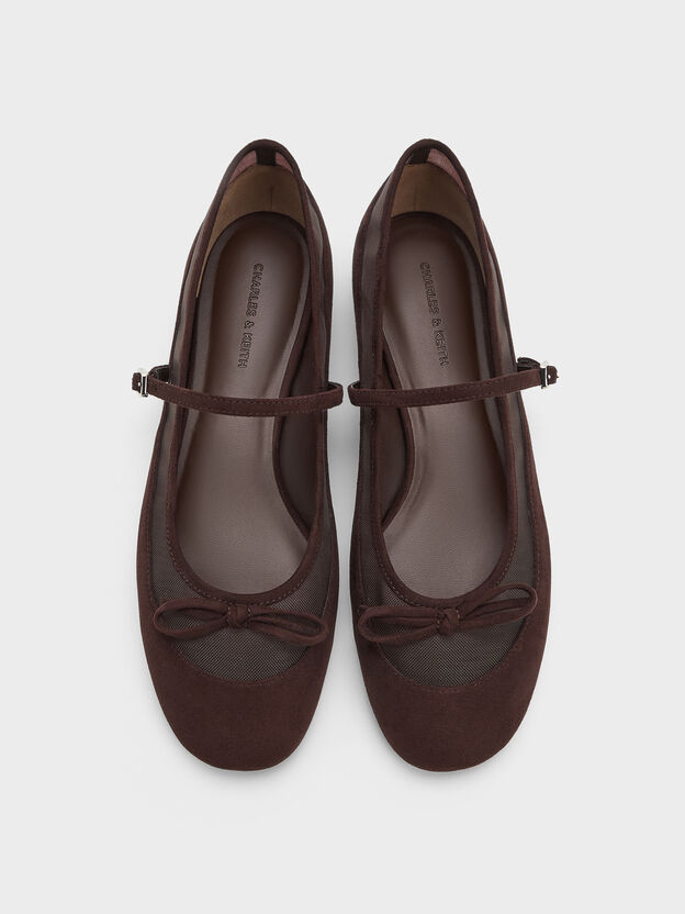 Mulligan Faux Suede & Mesh Mary Janes, Dark Brown Textured, hi-res