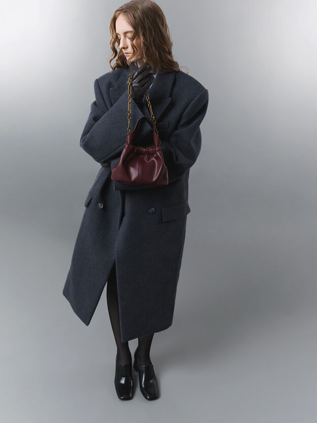 Ally Ruched Chain-Handle Bag, Wineberry Red, hi-res