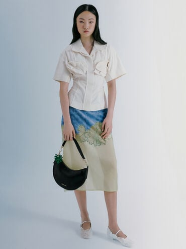 Blume Braided Curved Hobo Bag, Black, hi-res