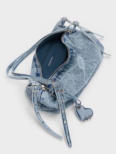 Rey Denim Slouchy Shoulder Bag, Denim Blue, hi-res