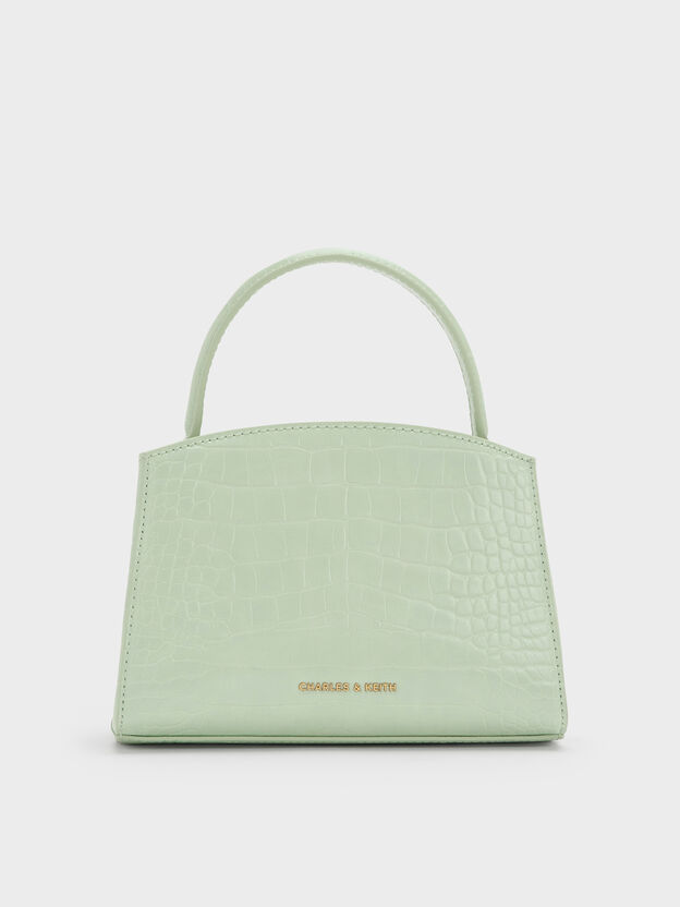 Aubrielle Croc-Effect Belted Top Handle Bag, Mint Green, hi-res