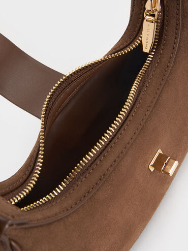 Trice Recycled Suede Metallic-Accent Belted Shoulder Bag, , hi-res