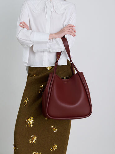 Lyla Tubular Slouchy Tote Bag, Mulberry Plum, hi-res