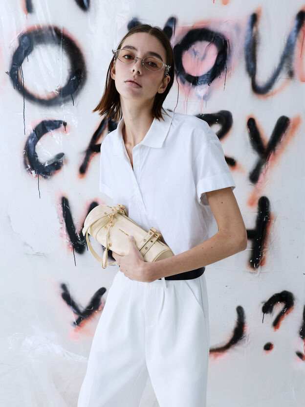 Rey Elongated Shoulder Bag, Cream, hi-res