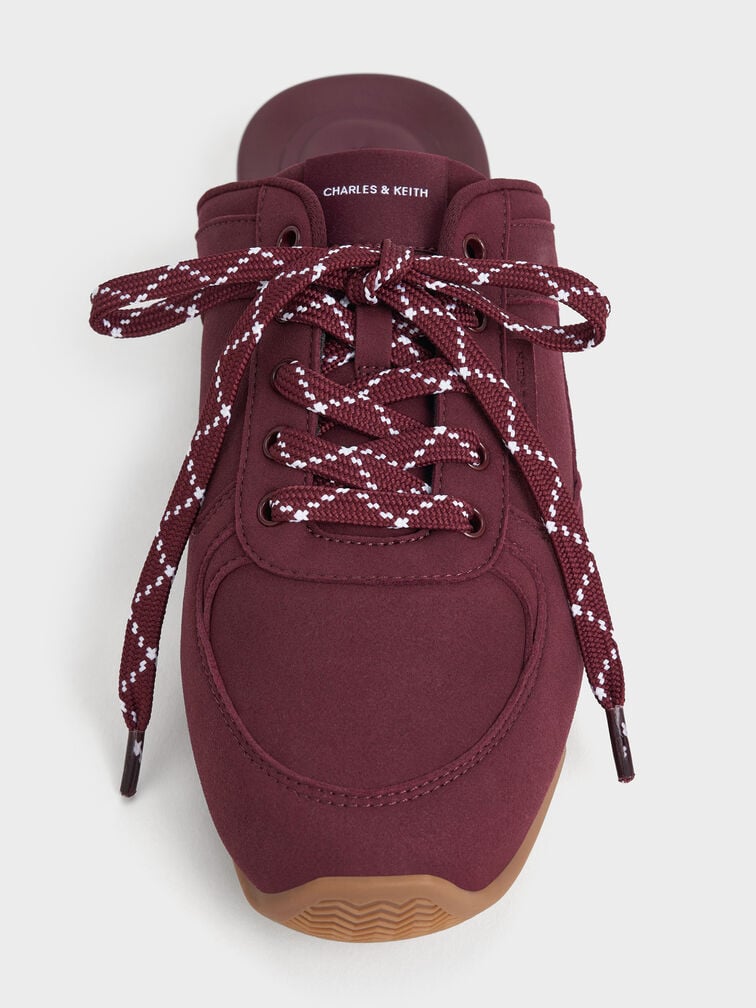 Patterned-Lace Slip-On Sneakers, Burgundy, hi-res
