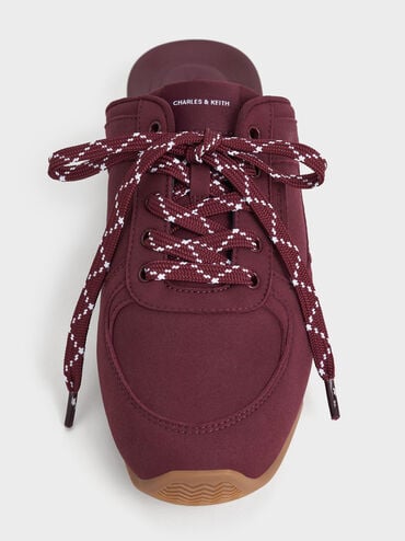 Patterned-Lace Slip-On Sneakers, Burgundy, hi-res