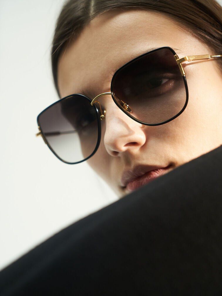 Seraphina Butterfly Sunglasses, Black, hi-res