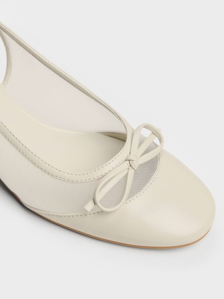 Mulligan Mesh Bow Slingback Pumps, Chalk, hi-res