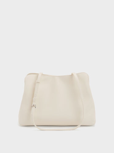 Reese Ruched Bow Shoulder Bag, Cream, hi-res