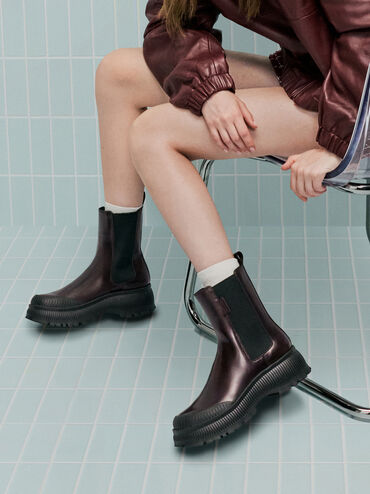 Darra Ridged-Sole Chelsea Boots, Burgundy, hi-res