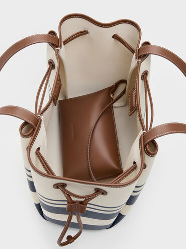 Hanya Canvas Striped Drawstring Tote Bag, Multi, hi-res