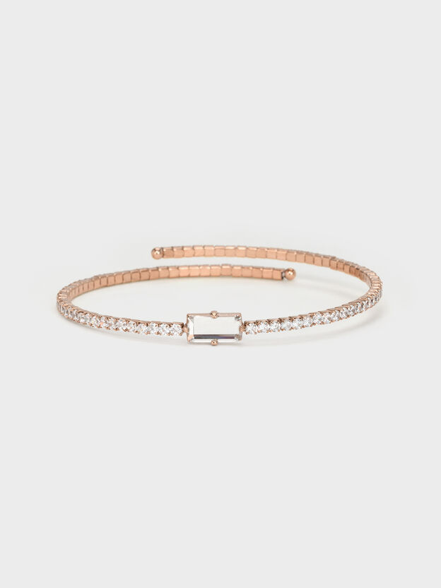 Quincy Crystal Open Bangle, Rose Gold, hi-res