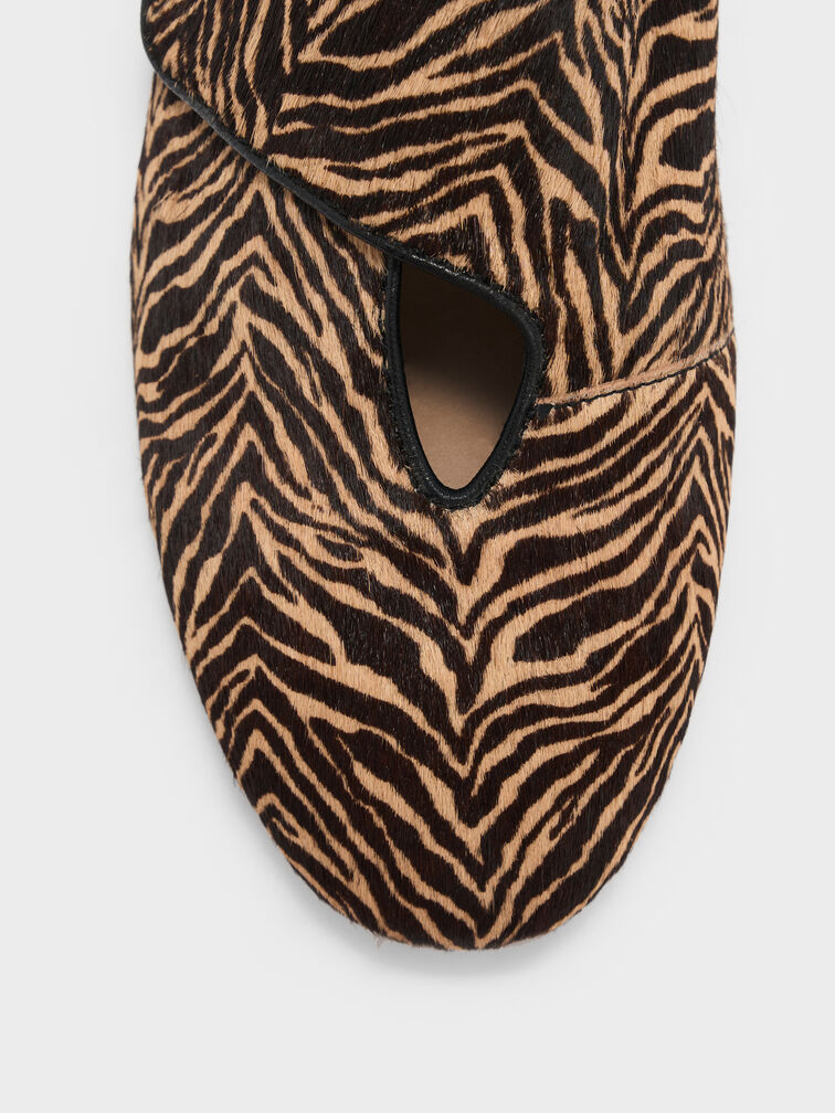 Pippa Calf Hair Zebra-Print Ballet Flats, Animal Print Sand, hi-res