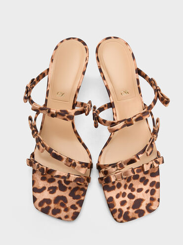 Jessy Recycled Polyester Leopard-Print Bow Heeled Sandals, Multi, hi-res