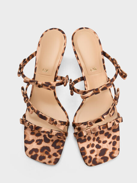 Jessy Leopard-Print Bow Heeled Sandals, Multi, hi-res