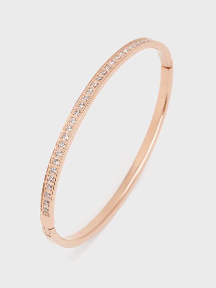 Hermione Crystal Bangle, Rose Gold, hi-res