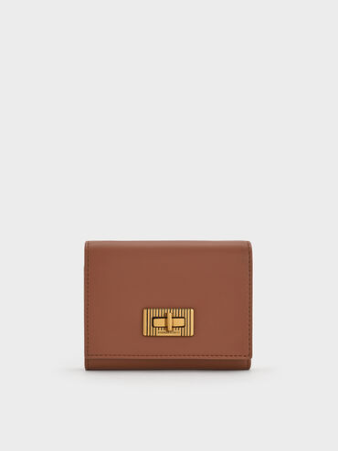 Edna Turn-Lock Knotted-Strap Wallet, Chocolate, hi-res