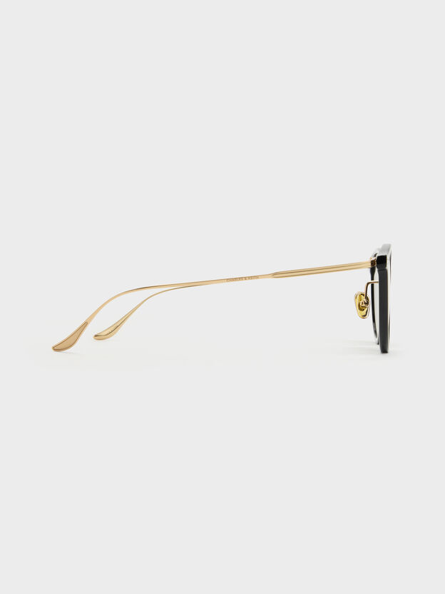 Minnow Metal-Rim Round Sunglasses, Black, hi-res