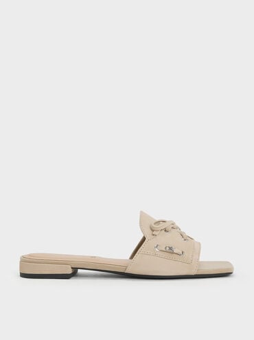 Kori Suede Lace-Up Slide Sandals, Beige, hi-res