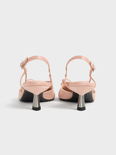 Cap-Toe Bow Slingback Pumps, Light Pink, hi-res