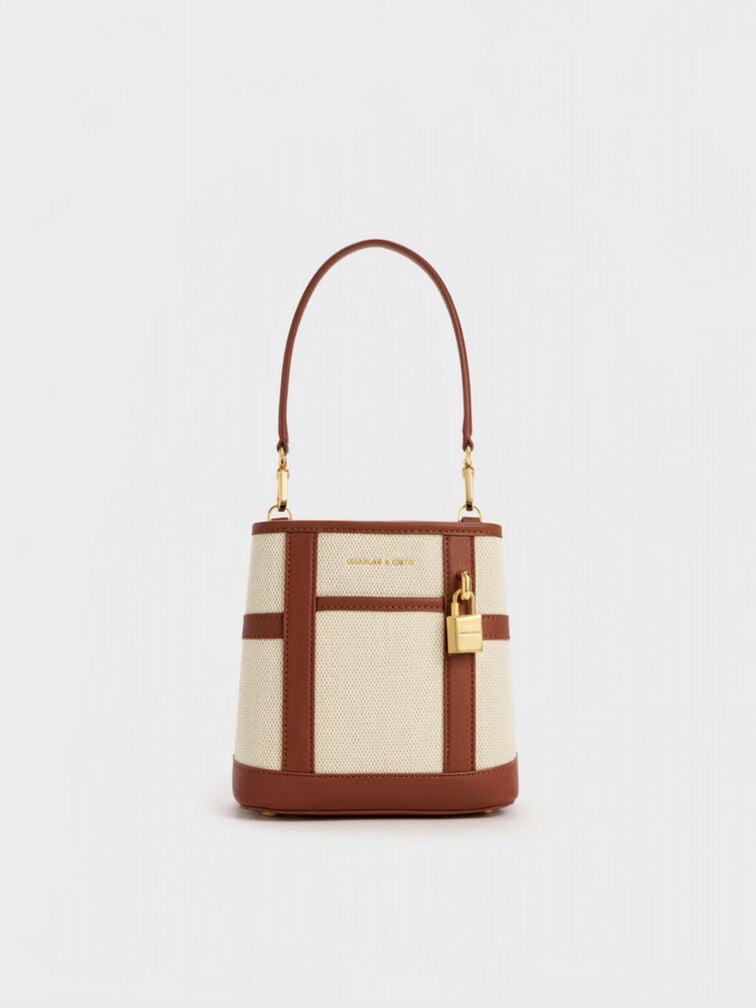 Scottie Canvas Bucket Bag, Brick, hi-res