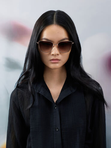 Livonia Crystal Square Sunglasses, Rose Gold, hi-res