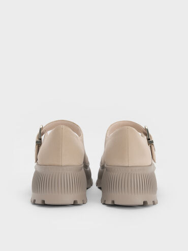 Darra Faux Suede Ridged-Sole Platform Mary Janes, Beige, hi-res