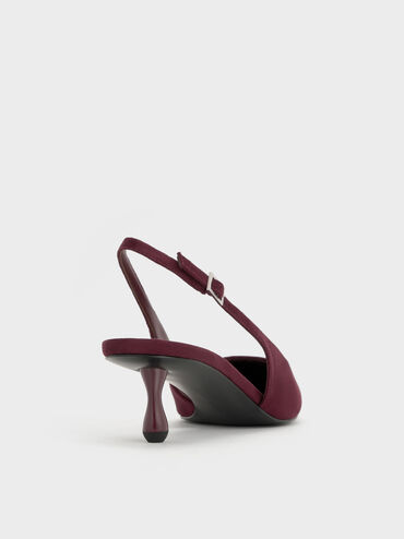Ruthie Faux Suede Slingback Pumps, Burgundy, hi-res