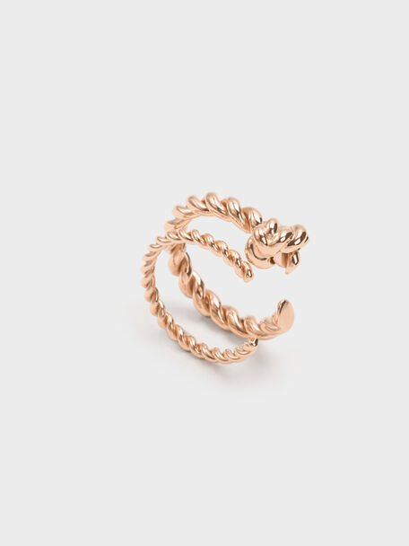 Sable Rope-Knot Two-Ring Set, Rose Gold, hi-res