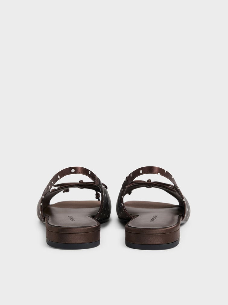 Imani Polka-Dot Bow Slingback Sandals, Dark Brown Textured, hi-res