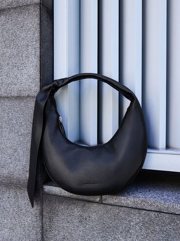 Mini Toni Knotted Crescent Hobo Bag, Noir, hi-res