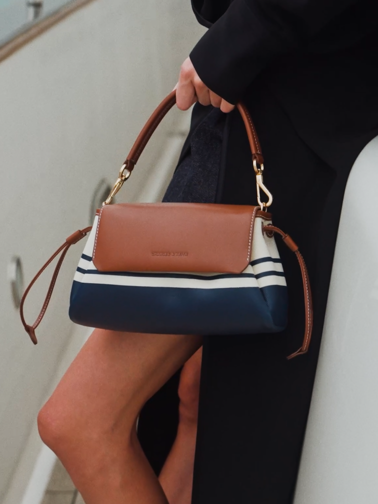 Hanya Canvas Striped Top Handle Bag, Multi, hi-res