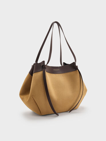 XL Calla Faux Suede Tote Bag, Sahara Sand, hi-res