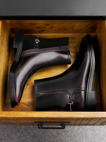 Erinna Metallic-Accent Side-Zip Ankle Boots, Burgundy, hi-res