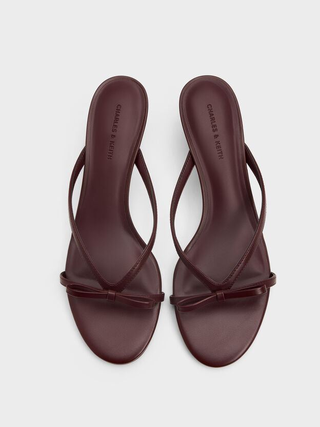 Sonali Bow Strawberry-Heel Mules, Burgundy, hi-res