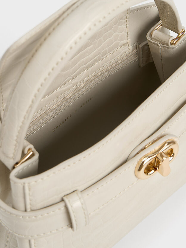 Aubrielle Croc-Effect Belted Top Handle Bag, Ivory, hi-res