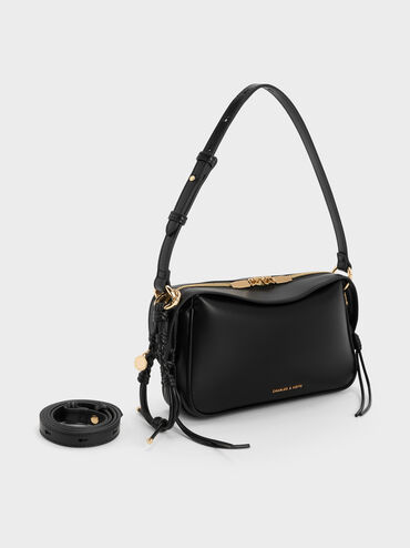 Mini Haylen Braided-Charm Shoulder Bag, Black, hi-res