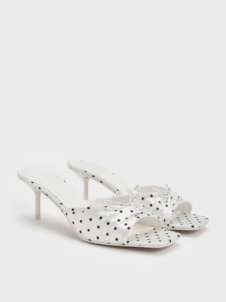 Sadira Dotted Ruched Bow Heeled Mules, Multi2, hi-res
