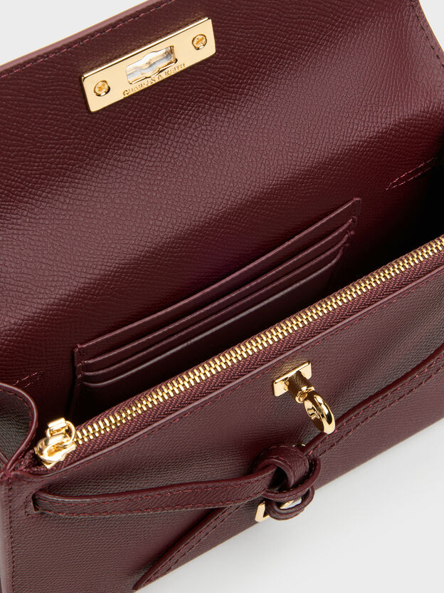 Tricha Knotted-Belt Top Handle Bag, Wineberry Red, hi-res