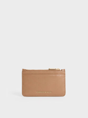 Donna Crinkle-Effect Panelled Card Holder, Tan, hi-res