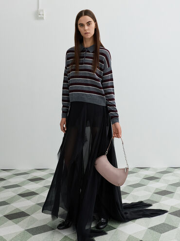 Dion Satin Chain-Handle Asymmetric Shoulder Bag, Blushed Mauve, hi-res