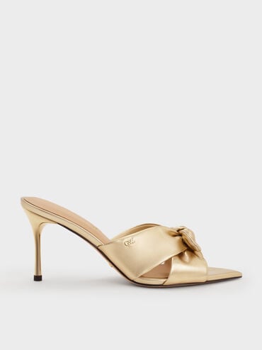 Jayce Metallic Leather Stiletto Mules, Gold, hi-res