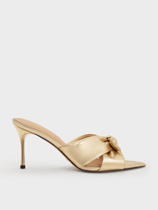 Jayce Metallic Leather Stiletto Mules, Gold, hi-res